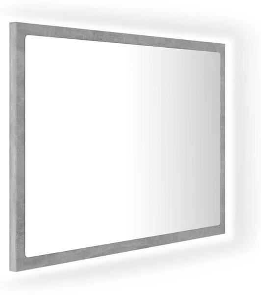 VidaXL LED огледало за баня, бетонно сиво, 60x8,5x37 см, акрил