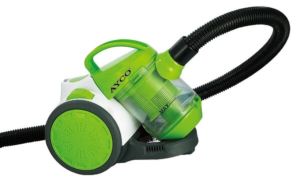 Прахосмукачка Ayco ACVC-1331, без торба, 700W, миещ се пластмасов филтър, 5-степенна система за филтриране, зелена