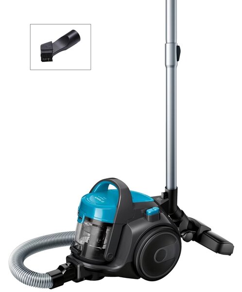 Прахосмукачка Bosch BGS05A221, без торба, 700W, 1.5 л. капацитет на контейнера, EPA H 12 филтър, AirCycle технология, синя/черна