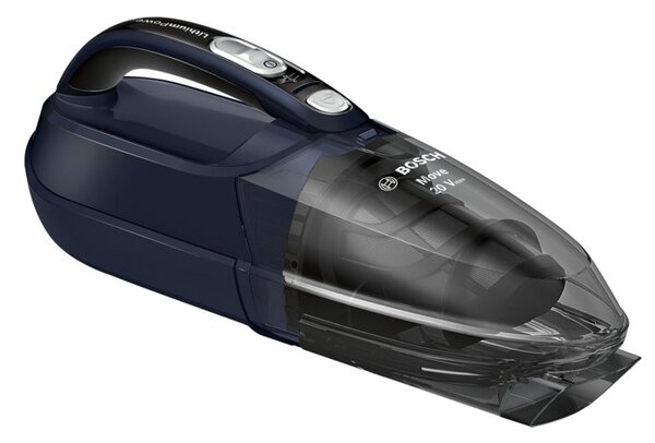 Прахосмукачка Bosch BHN20L, ръчна, без торба, до 45 мин. време на работа, 2 степени на мощност, синя
