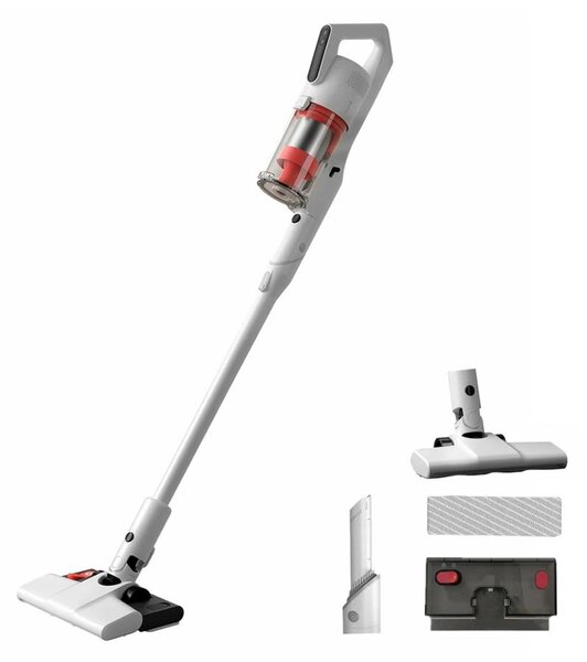 Прахосмукачка Deerma T20W, вертикална, безжична, 180W, 400ml капацитет на контейнера, до 35 минути време на работа, 2 режима, 5-степенна филтрация, бяла