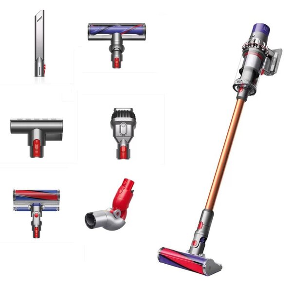 Прахосмукачка Dyson V10 Absolute SV27, вертикална/ръчна, безжична, 0.76 l капацитет на контейнера, до 60 минути време на работа, 3 степени на мощност, сива