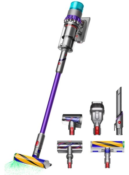 Прахосмукачка Dyson Gen5detect, вертикална, безжична, 770мл капацитет на контейнера, до 70 мин. време на работа, почистваща глава Fluffy Optic, LCD екран, сива