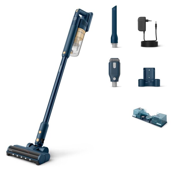 Прахосмукачка Philips XC5043/01, вертикална/ръчна, безжична, до 60 минути време на работа, технология PowerCyclone 10, синя