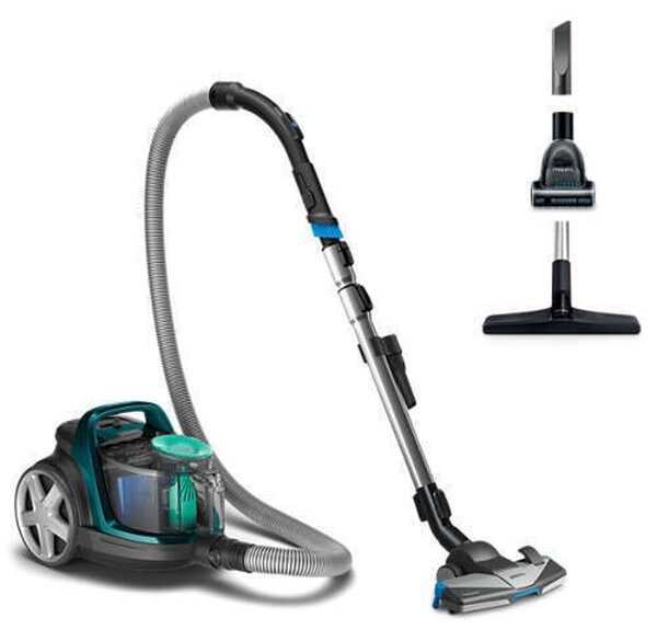 Прахосмукачка Philips FC9555/09, с торба, 1.5 л. капацитет, 650W, Филтър против алергии, мини турбо четка, зелена