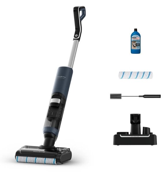 Прахосмукачка Rowenta X-Clean 5 Pro 2-in-1 Wet & Dry, вертикална, безжична, 200W, 0.65 л. капацитет на резервоара, до 50 минути време на работа, сухо и мокро почистване, безчетков мотор, 3 режима, синя