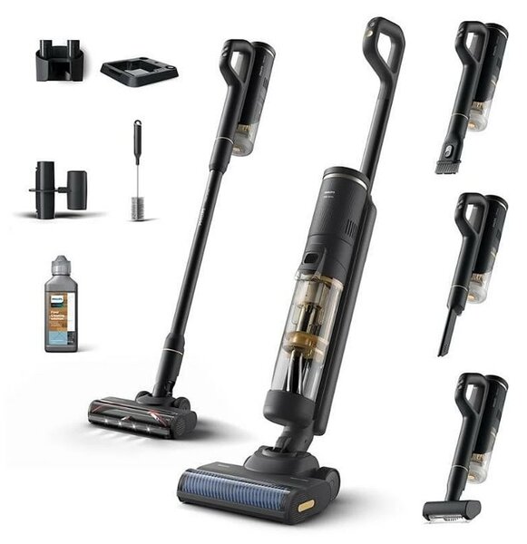 Прахосмукачка Philips XW7264/11, вертикална, безжична, 450 ml резервоар, до 45 мин. време на работа, черна