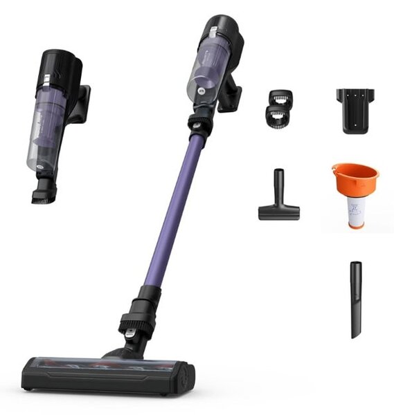 Прахосмукачка Rowenta X-PERT 5.80 RH5A32E0, вертикална/ръчна, безжична, до 40 минути време на работа, миещ се филтър, 2 режима, лилава
