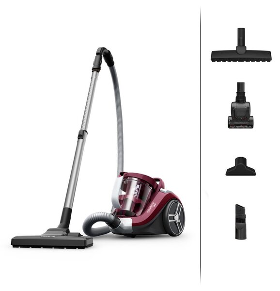 Прахосмукачка Rowenta Compact Power XXL RO4B63EA, без торба, 750W, 2.5 l капацитет на контейнера, 3 нива на филтриране, червена