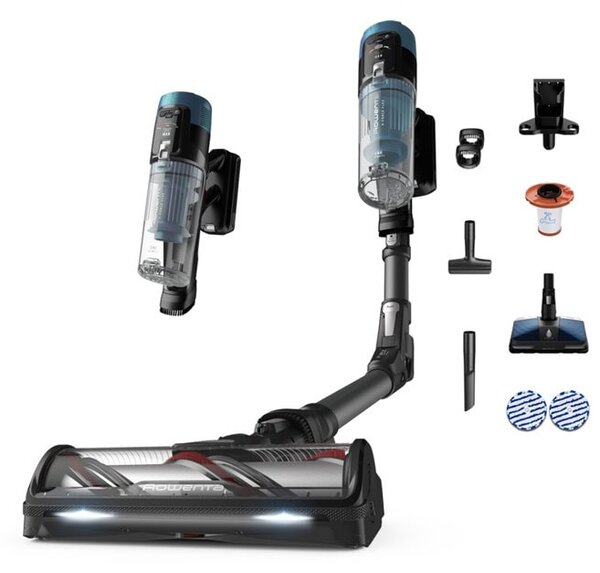 Прахосмукачка Rowenta X-Force Flex 14.80, вертикална/ръчна, безжична, 0.6 л. капацитет на контейнера, до 90 минути време на работа, 2 миещи се филтъра, 4 режима, черна