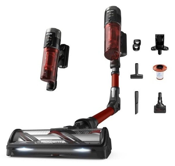 Прахосмукачка Rowenta X-Force Flex 13.60 RH9A73WO, вертикална/ръчна, безжична, 650 ml капацитет на контейнера, до 60 минути време на работа, Cyclone технология, червена