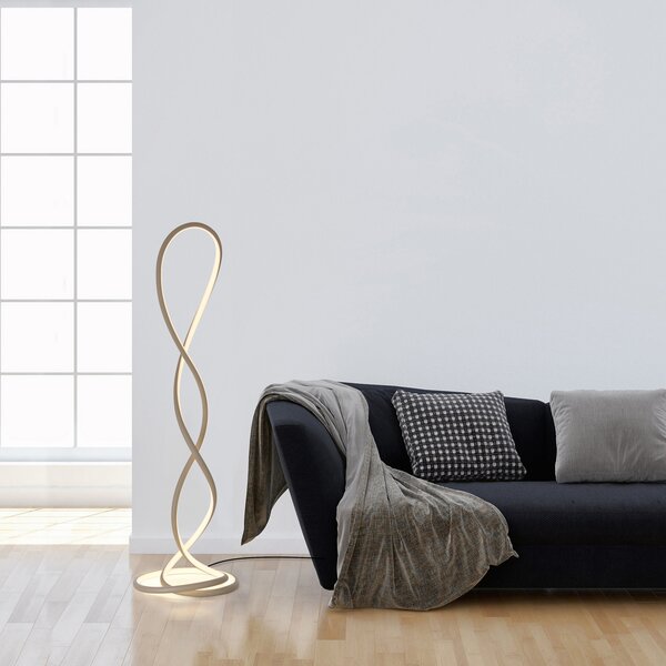 Paul Neuhaus LED стояща лампа Twist, пясъчен цвят, височина 143 cm, Затъмняване, Бежов, Дневна/трапезария, Алуминий, Модерен
