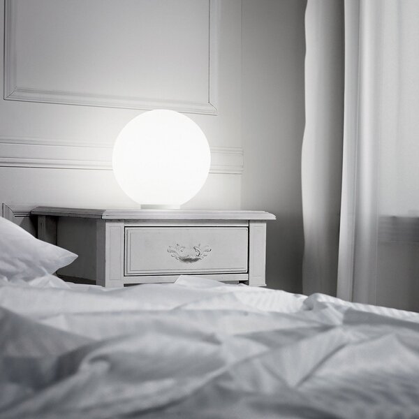 IDEAL LUX Ideal Lux Настолна лампа Mapa, Ø 40 cm, опално стъкло, сферична, E27, Бял, Дневна/трапезария, Стъкло, Глобус