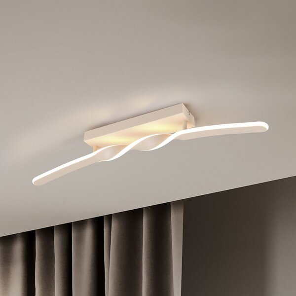 Reality Leuchten LED таванска лампа Ginko, пясъчна, метал, дължина 79 cm, Бежов, Дневна/трапезария, Метал, Модерен