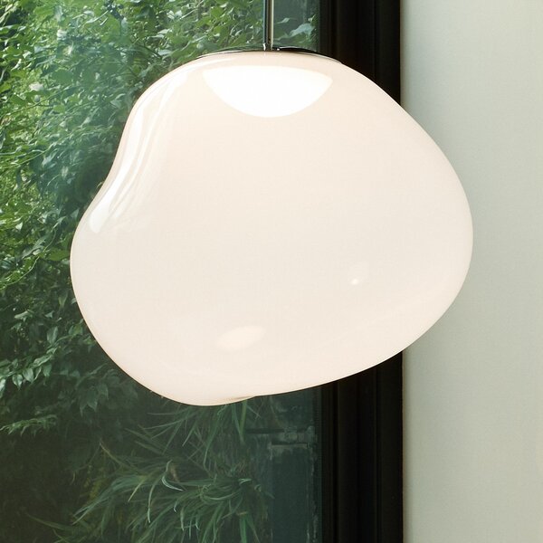 Tom Dixon LED висяща лампа Melt на Dixon, Ø 28 cm, опалово-златист цвят, Затъмняване, Бял, Дневна/трапезария, Пластмаса, Дизайн