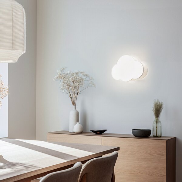 TK Lighting Стена лампа Cloud, бежов, 43 см ширина, текстил, облак, E27, Затъмняване, Бежов, Детска стая, Плат / текстил, Млад живот