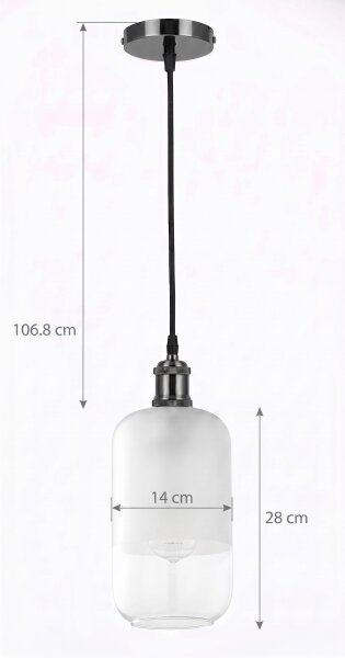 BRILAGI - LED полилей на кабел RETRO GLASS 1xE27/60W/230V Ø 14 см черно/бяло