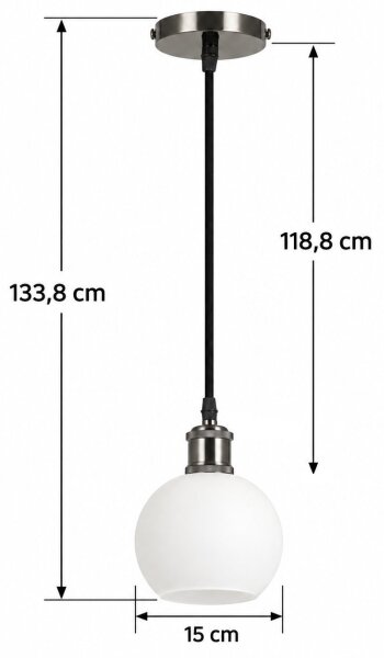 BRILAGI - LED полилей на кабел RETRO GLASS 1xE27/60W/230V Ø 15 см черен/бял