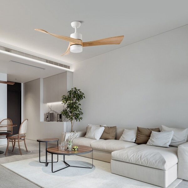 ZEVENTI - LED таванен вентилатор NATURITO LED/18W/230V Wi-Fi Tuya бял/дъб с дистанционно управление