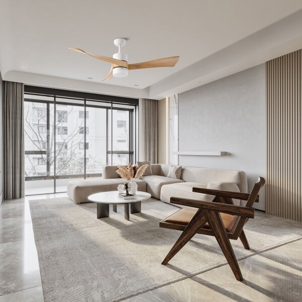 ZEVENTI - LED таванен вентилатор NATURITO LED/18W/230V Wi-Fi Tuya бял/дъб с дистанционно управление