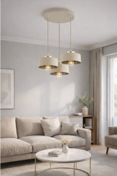 Brilagi - Полилей на кабел SPRING 3xE27/60W/230V бежов/златен