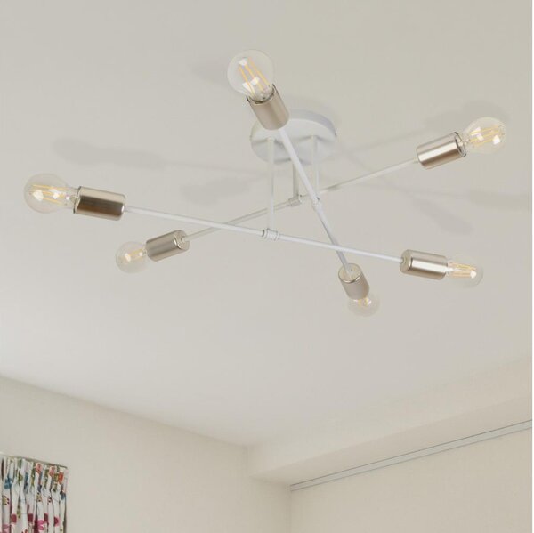 Полилей за повърхностен монтаж CAMBRIDGE 6xE27/15W/230V, месинг/бял