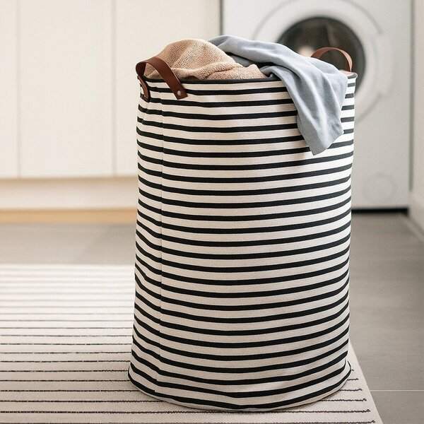 Черно-бял текстилен кош за пране 54 l Stripe – Premier Housewares