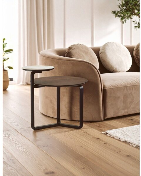 Кафява кръгла масичка за кафе от масивен евкалипт 55x67 cm Imperia – Premier Housewares