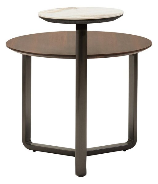 Кафява кръгла масичка за кафе от масивен евкалипт 55x67 cm Imperia – Premier Housewares
