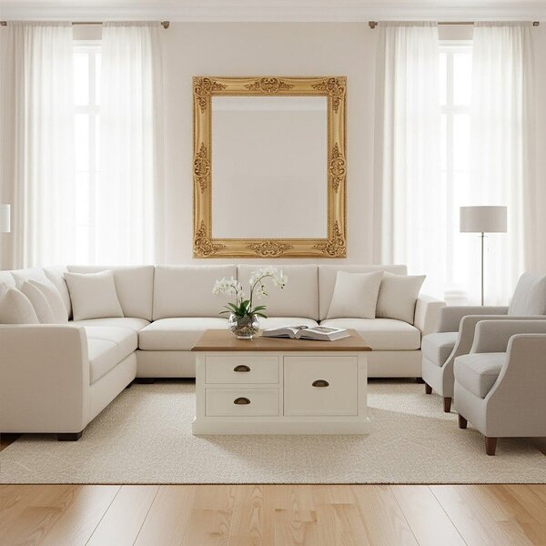 Бяла масичка за кафе от декор на ела 90x90 cm Hardwick – Premier Housewares