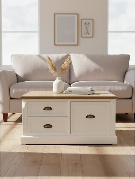 Бяла масичка за кафе от декор на ела 90x90 cm Hardwick – Premier Housewares