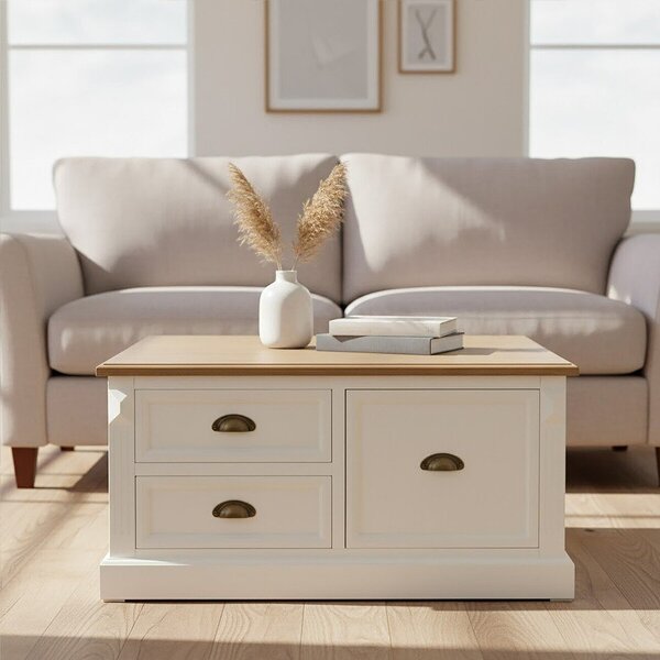 Бяла масичка за кафе от декор на ела 90x90 cm Hardwick – Premier Housewares