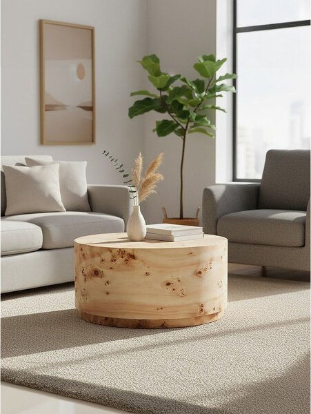 Кръгла масичка за кафе в естествен цвят ø 80 cm Mota – Premier Housewares