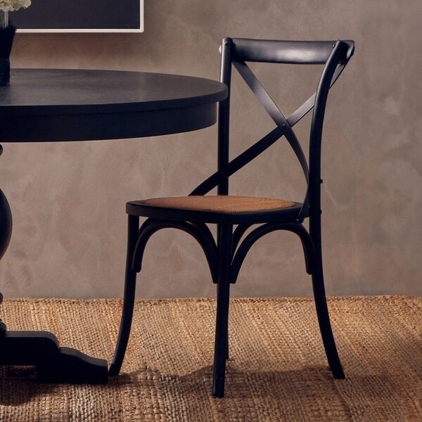 Черен трапезен стол от масивен дъб Lyon – Premier Housewares