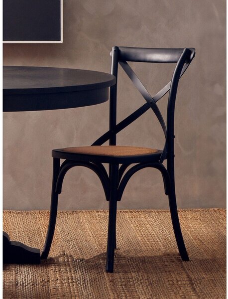 Черен трапезен стол от масивен дъб Lyon – Premier Housewares