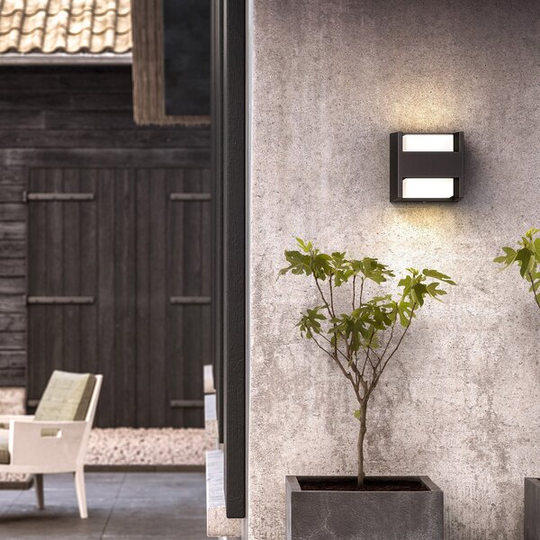 Philips LED лампа за външна стена Arbour UE комплект от 2 бр. 2-крил 2700 K, Черен, Алуминий, Модерен
