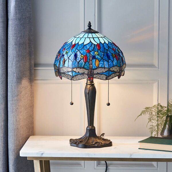 Endon 64090 - Настолна лампа Tiffany DRAGONFLY 2xE27/60W/230V, Ø 30 см