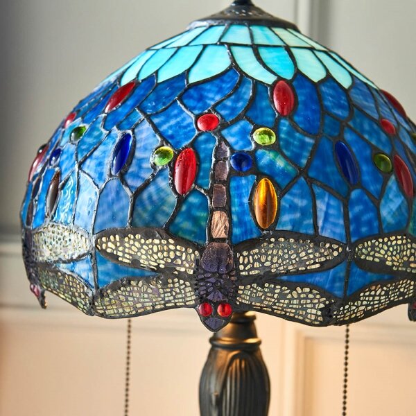 Endon 64090 - Настолна лампа Tiffany DRAGONFLY 2xE27/60W/230V, Ø 30 см