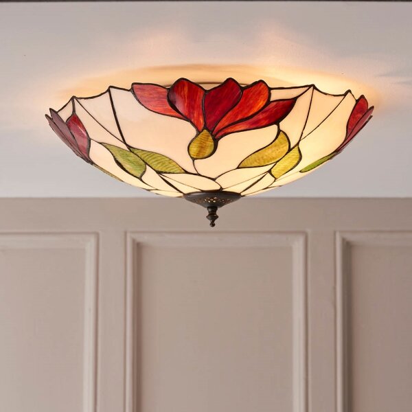Endon 63960 - Таванно осветително тяло Tiffany BOTANICA, 2xE27/60W/230V, Ø 45 см