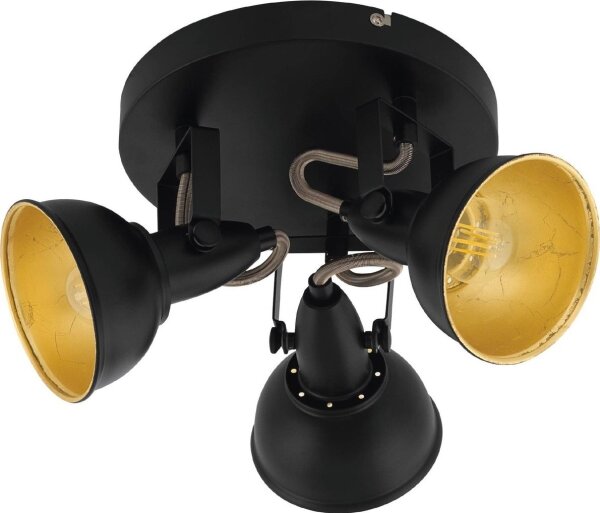 Eglo 75514 - Точково осветително тяло THORNTON 3xE14/28W/230V черно/златисто