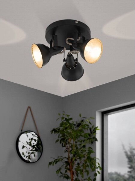Eglo 75514 - Точково осветително тяло THORNTON 3xE14/28W/230V черно/златисто