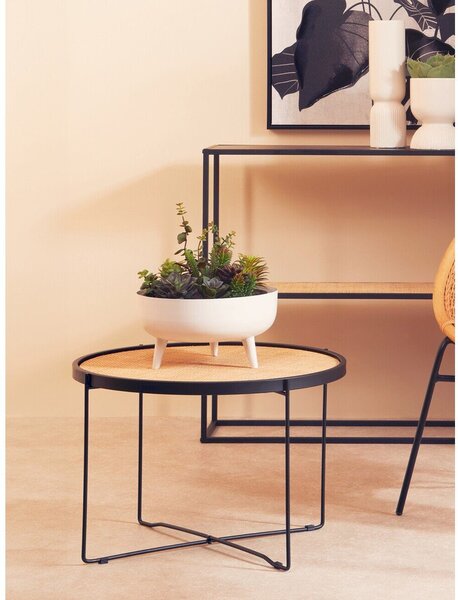 Ратанова кръгла масичка за кафе в естествен цвят ø 60 cm Depok – Premier Housewares