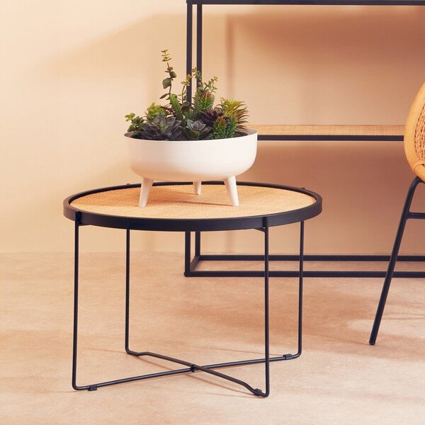 Ратанова кръгла масичка за кафе в естествен цвят ø 60 cm Depok – Premier Housewares