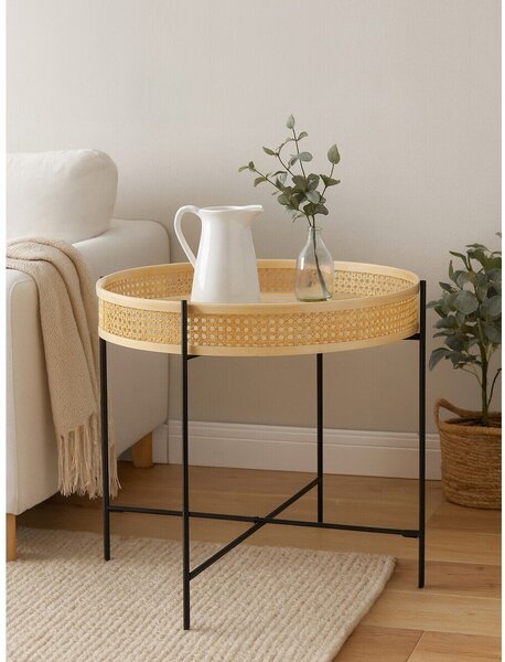 Ратанова кръгла масичка за кафе в естествен цвят ø 60 cm Depok – Premier Housewares