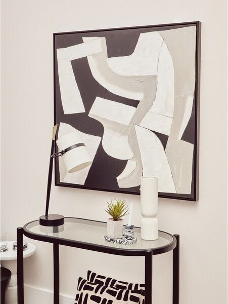 Черна/в естествен цвят конзолна маса със стъклен плот 49x100 cm Cebu – Premier Housewares