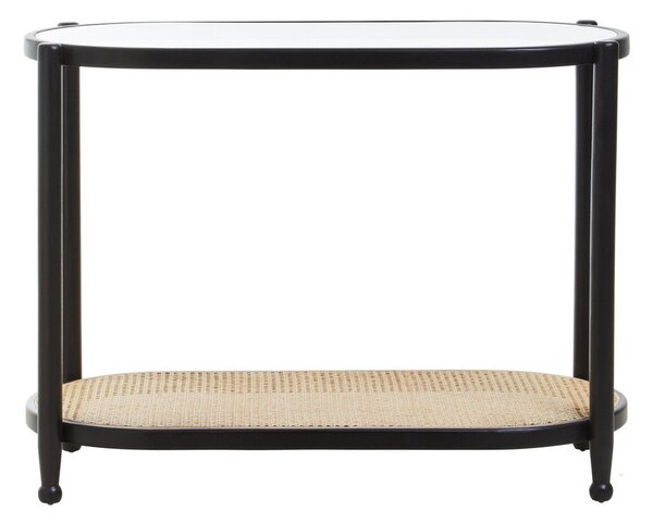 Черна/в естествен цвят конзолна маса със стъклен плот 49x100 cm Cebu – Premier Housewares