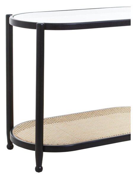 Черна/в естествен цвят конзолна маса със стъклен плот 49x100 cm Cebu – Premier Housewares