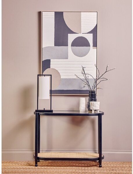 Черна/в естествен цвят конзолна маса със стъклен плот 49x100 cm Cebu – Premier Housewares