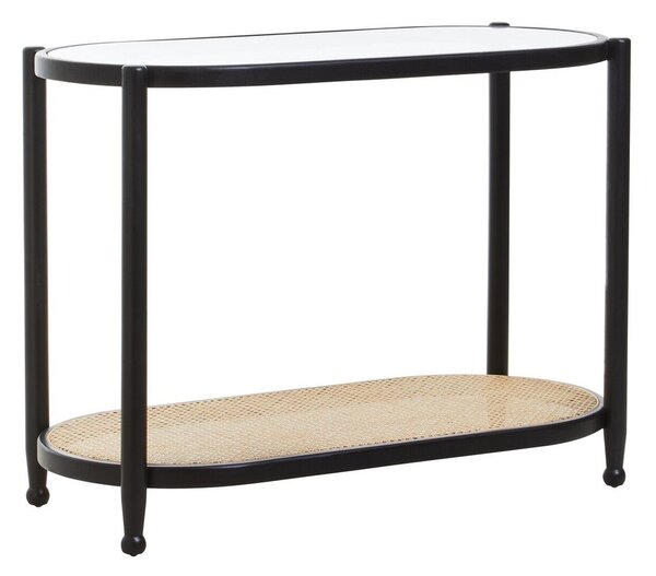 Черна/в естествен цвят конзолна маса със стъклен плот 49x100 cm Cebu – Premier Housewares