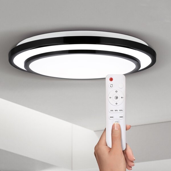 BRILAGI-LED Димируема лампа LUCIANO LED/48W/230V 3000-6500K ø 39 см черен + д.у